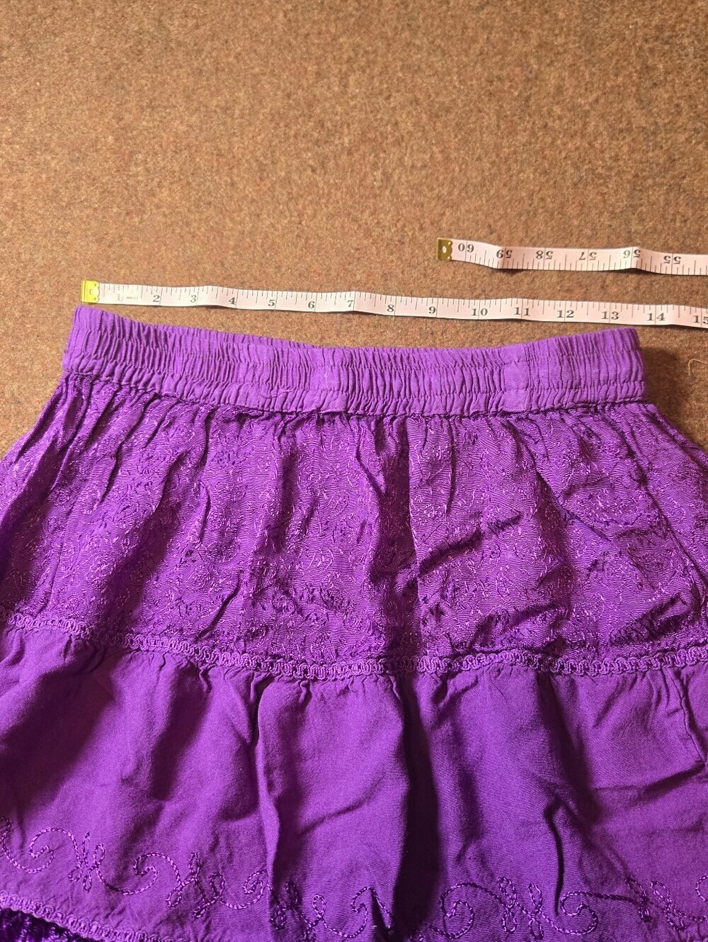 Vintage Mamta Tiered Skirt And Top Size Large (One Size) Purple Velvet Like - Picture 4 of 16